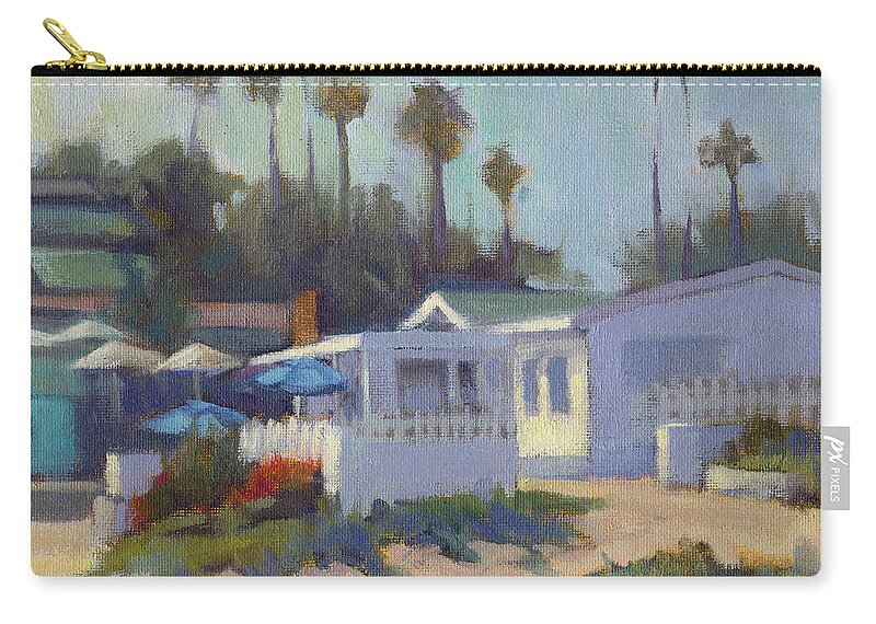 California Zip Pouch featuring the painting Sunny Day at Crystal Cove by Konnie Kim