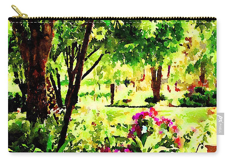 Angela Treat Lyon Zip Pouch featuring the painting Sunny Hangout by Angela Treat Lyon