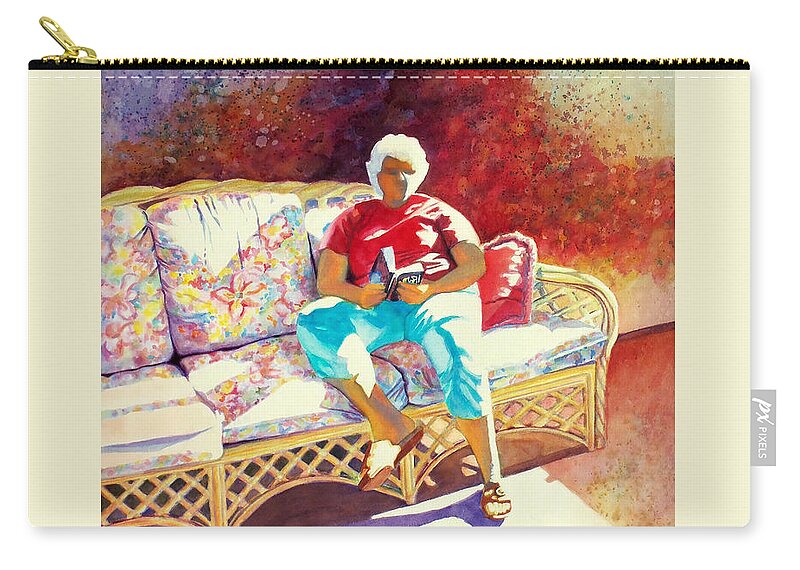 Paintings Zip Pouch featuring the painting Sunny Retreat 3 by Kathy Braud