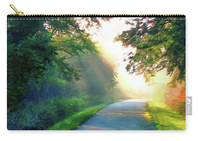 Sunny Trail Zip Pouch featuring the photograph Sunny Trail by Cedric Hampton