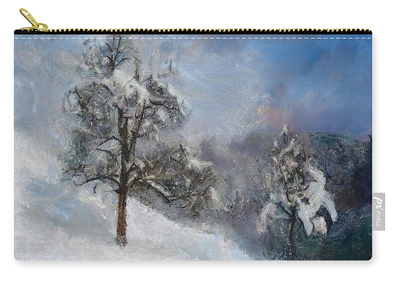 Winter Zip Pouch featuring the painting Sunny Winter Morning by Dragica Micki Fortuna