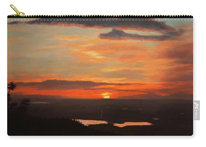 Rockies Zip Pouch featuring the painting Sunrise Above Boulder by William Frew