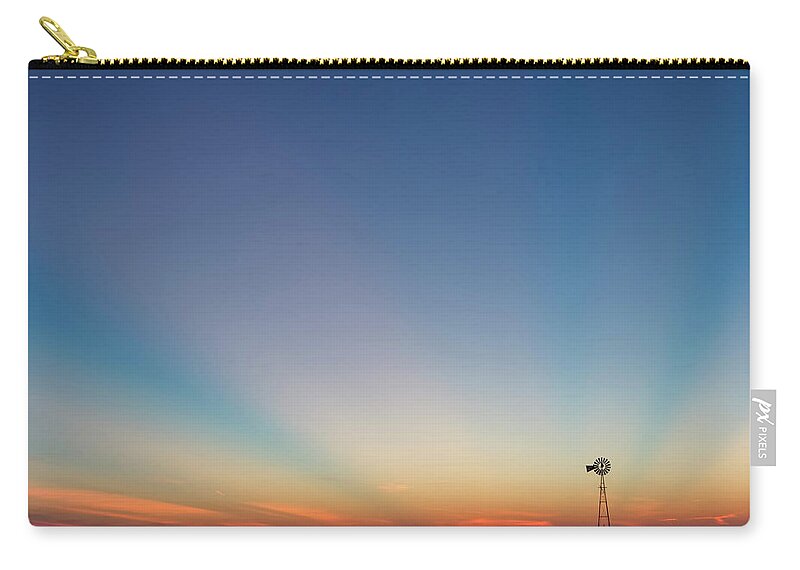 Kansas Zip Pouch featuring the photograph Sunrise and Windmill 01 by Rob Graham