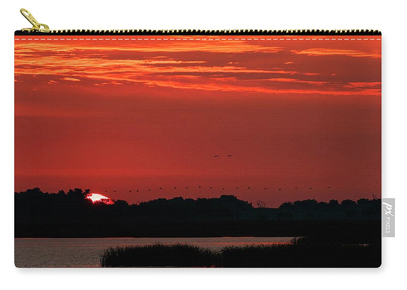 Kansas Zip Pouch featuring the photograph Sunrise at Cheyenne Bottoms 04 by Rob Graham