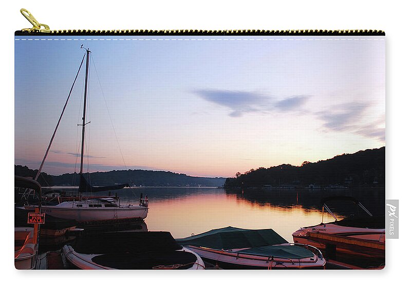 Lake Zip Pouch featuring the photograph Sunrise at the Lake by James Kirkikis