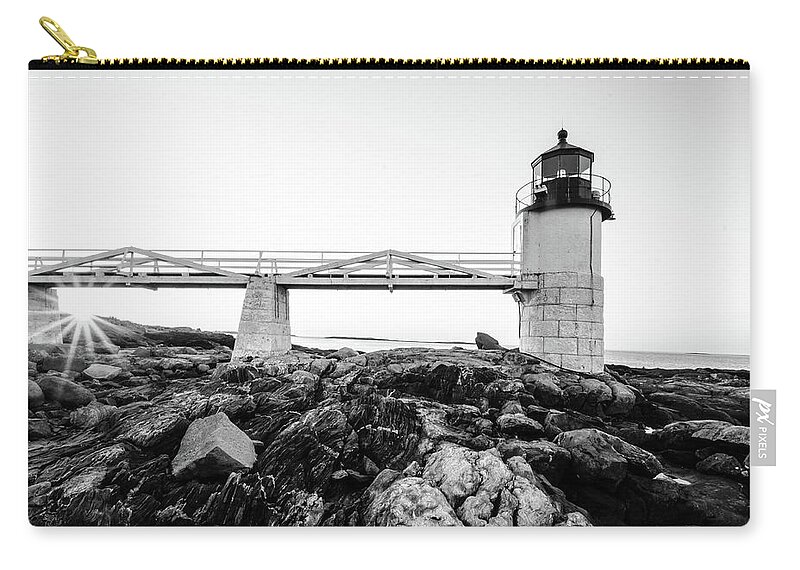 Marshall Point Lighthouse Zip Pouch featuring the photograph Marshall Point Lighthouse Shoreline by Crystal Wightman