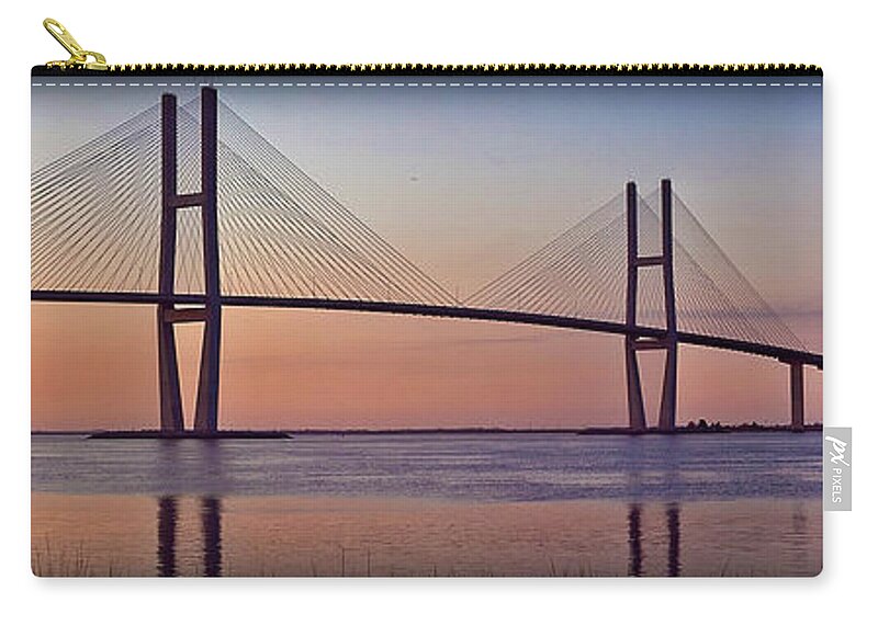 Sidney Zip Pouch featuring the photograph Sunrise at the Sidney Lanier Bridge by Farol Tomson