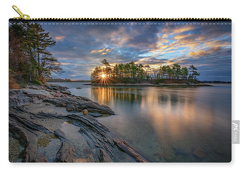 Wolfe's Neck Woods State Park Zip Pouch featuring the photograph Sunrise at Wolfe's Neck Woods by Rick Berk