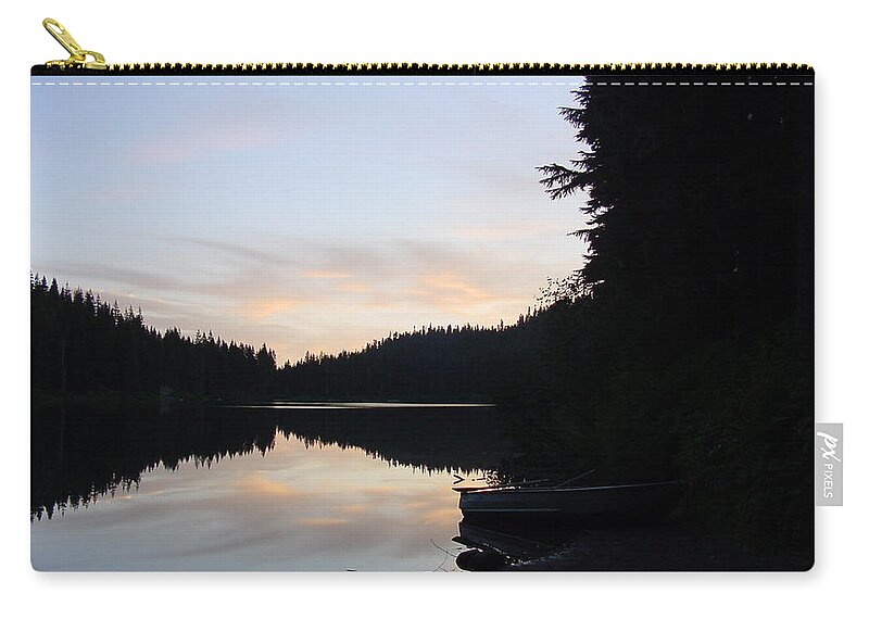 Mountain Zip Pouch featuring the photograph Sunrise Boat by Shirley Heyn
