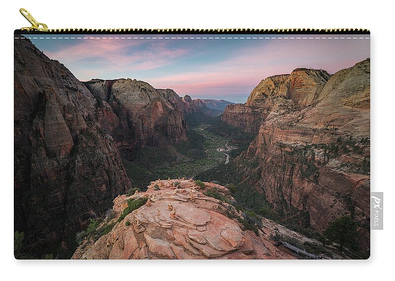 Zion National Park Zip Pouch featuring the photograph Sunrise from Angels Landing by James Udall