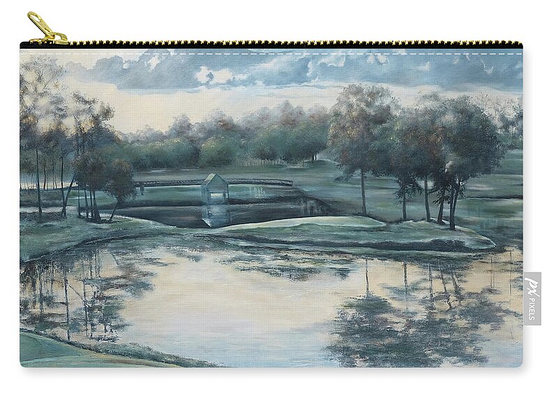 Landscape Zip Pouch featuring the painting Sunrise on 18 by Katrina Nixon