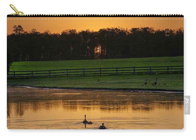 Sunrise Zip Pouch featuring the photograph Sunrise on a Gettysburg Duck Pond by Bill Cannon