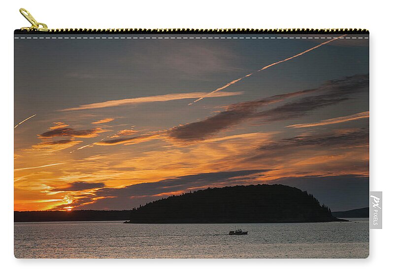Sunrise; Bar Harbor; Bar Island; Maine Zip Pouch featuring the photograph Sunrise on Bar Harbor #2 by Mick Burkey
