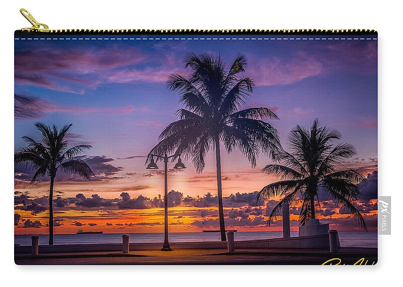 Natural Forms Zip Pouch featuring the photograph Sunrise on Fort Lauderdale Beach by Rikk Flohr