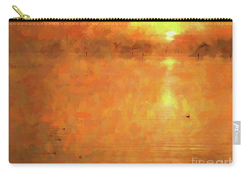 Sunrise-tranquil Zip Pouch featuring the photograph Sunrise on the Bay by Scott Cameron