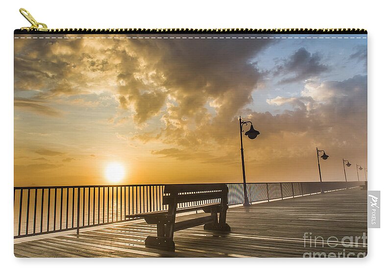 Sault Ste. Marie Zip Pouch featuring the photograph Sunrise On The St. Mary's River 8901 by Norris Seward