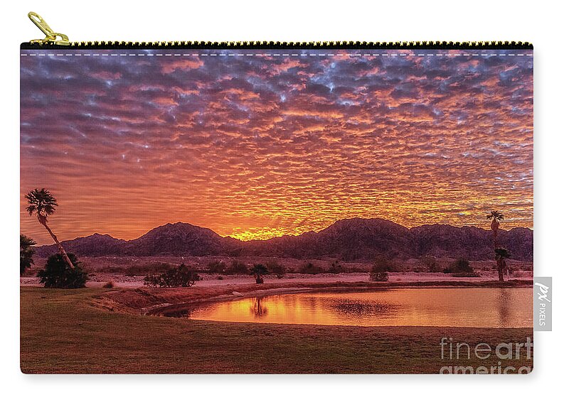 Sunset Zip Pouch featuring the photograph Sunrise Over Gila Mountain Range by Robert Bales