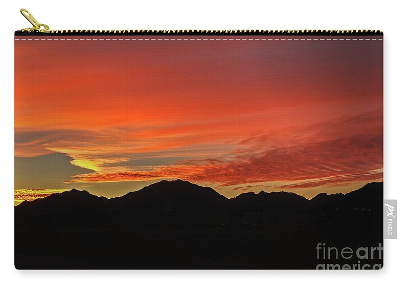 Sunrise Zip Pouch featuring the photograph Sunrise Over Gila Mountains by Robert Bales