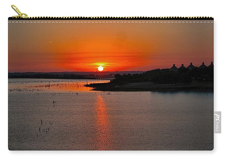 Landscape Zip Pouch featuring the photograph Sunrise over Lake Ray Hubbard by Diana Mary Sharpton