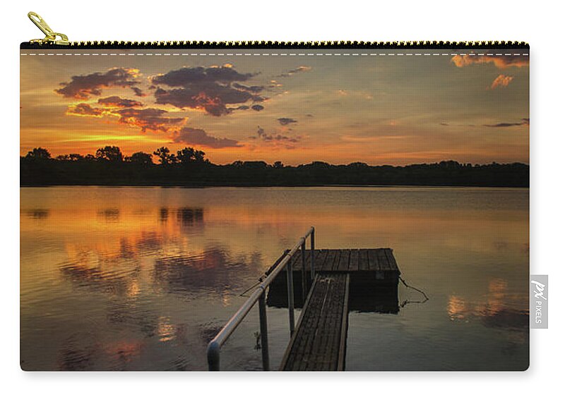 Sunrise Zip Pouch featuring the photograph Sunrise Over Stuber's Dock v by Jeff Phillippi