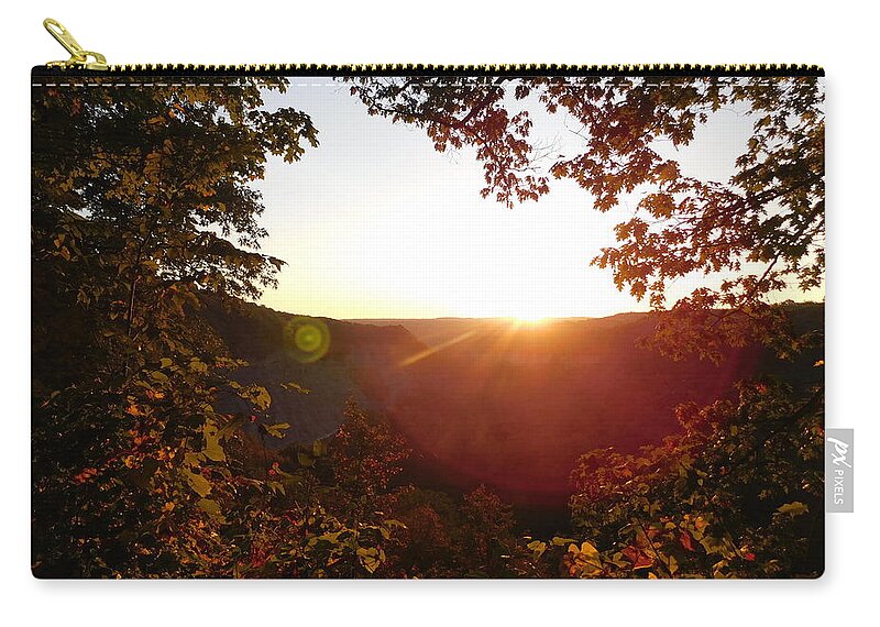 Leaves Zip Pouch featuring the photograph Sunrise over the Mountain by Shelby Bryson