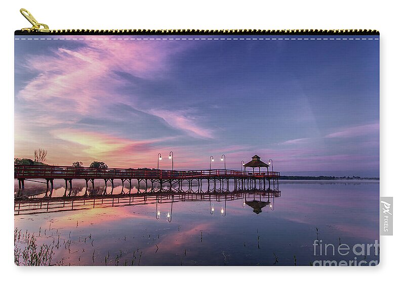 Lake Neatahwanta Zip Pouch featuring the photograph Sunrise Pier by Rod Best