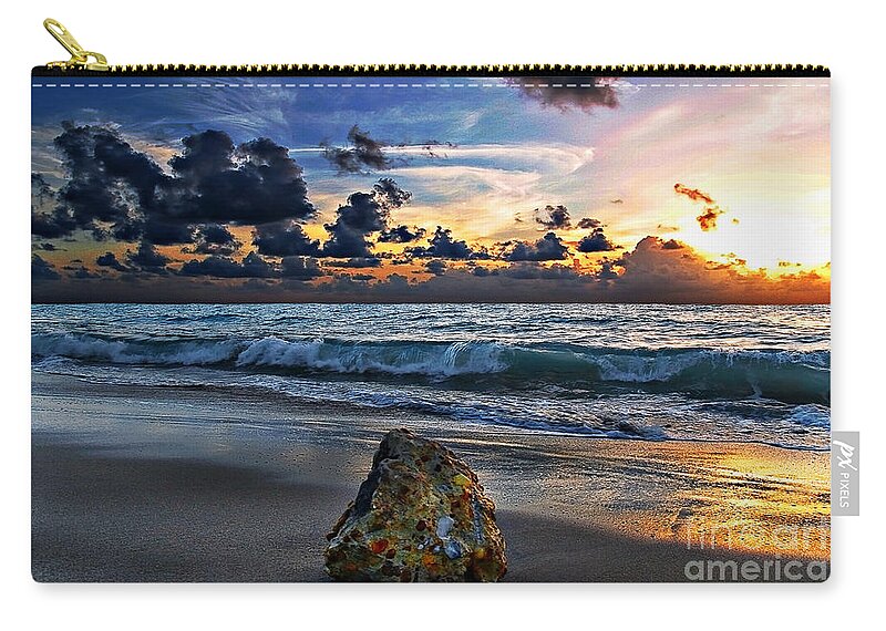 Beach Zip Pouch featuring the photograph Sunrise Seascape Wisdom Beach Florida C3 by Ricardos Creations