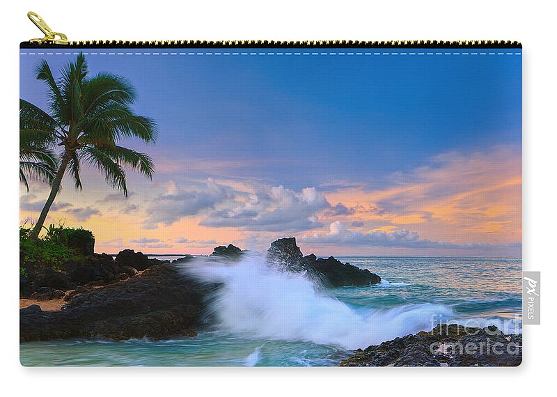 Beach Zip Pouch featuring the photograph Sunrise Secret Beach - Maui by Henk Meijer Photography
