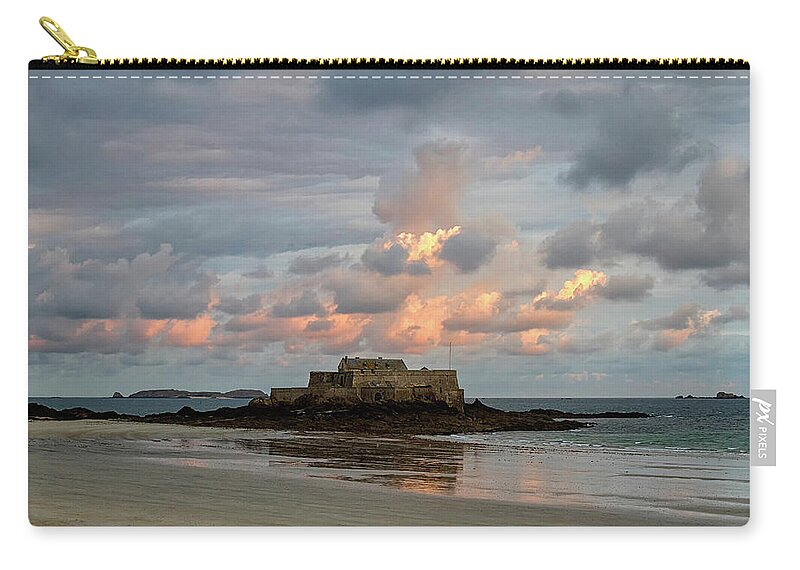 Water Zip Pouch featuring the photograph Sunrise, St Malo by Shirley Mitchell