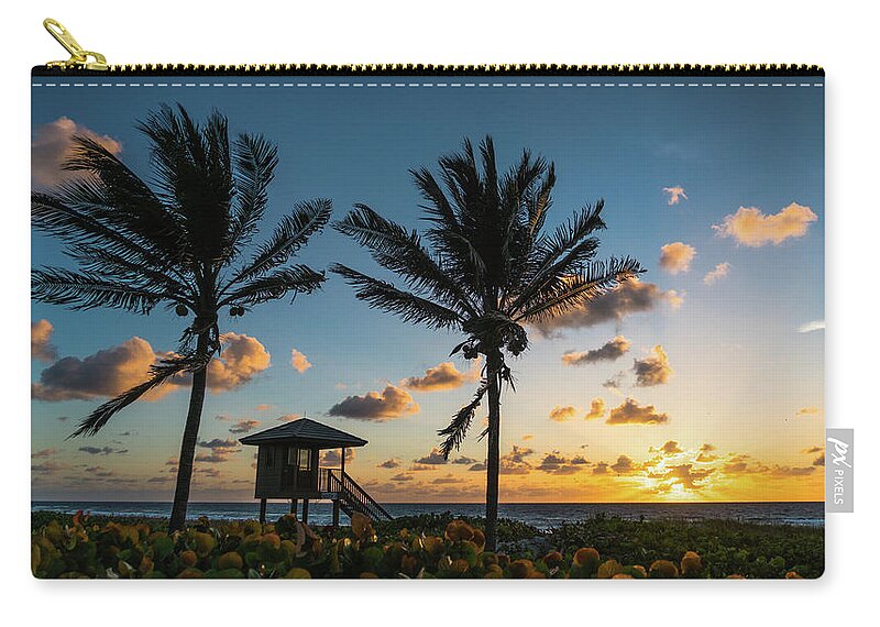 Florida Zip Pouch featuring the photograph Sunrise Sunburst Palms Delray Beach Florida by Lawrence S Richardson Jr
