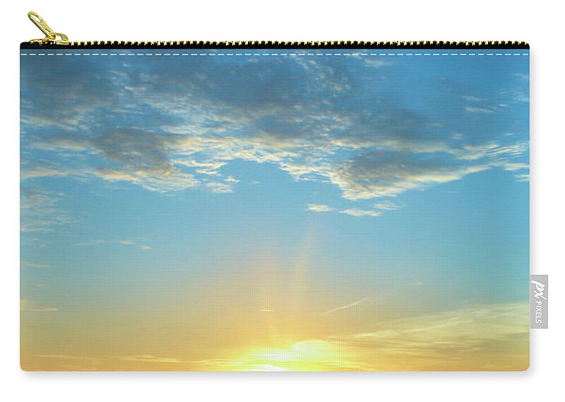 Sunrise Zip Pouch featuring the photograph Sunrise with Flare by David Stasiak
