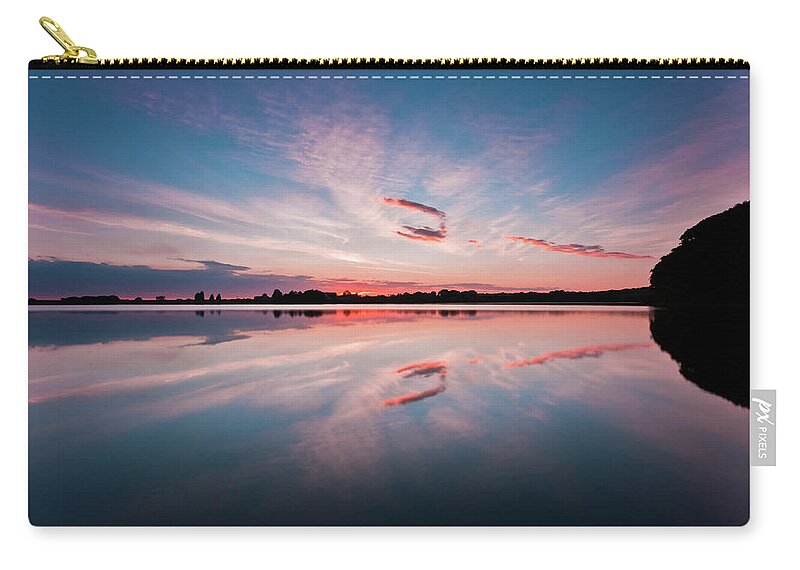 Sunrise Zip Pouch featuring the photograph Sunset at Anglezarke Reservoir #3, Rivington, Lancashire, North West England by Anthony Lawlor