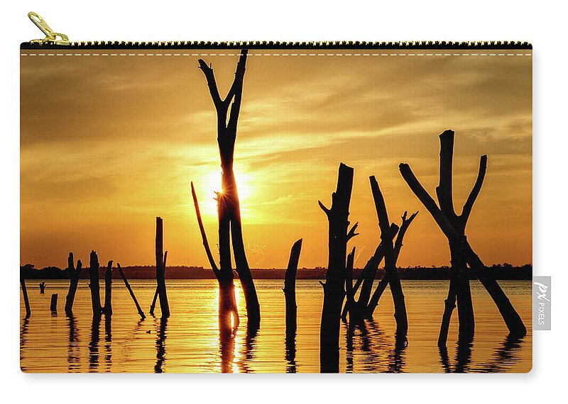 Kansas Zip Pouch featuring the photograph Sunset at Cedar Bluff -01 by Rob Graham