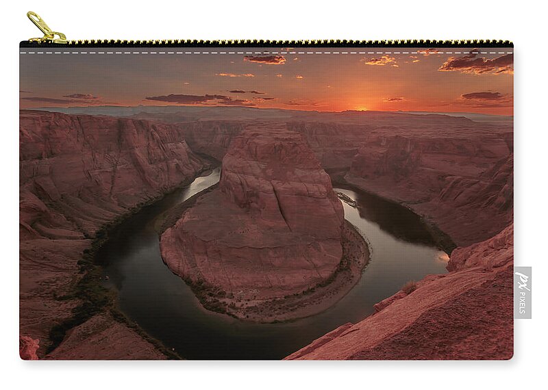 Sunset Carry-all Pouch featuring the photograph Sunset at Horseshoe Bend by Susan Rissi Tregoning