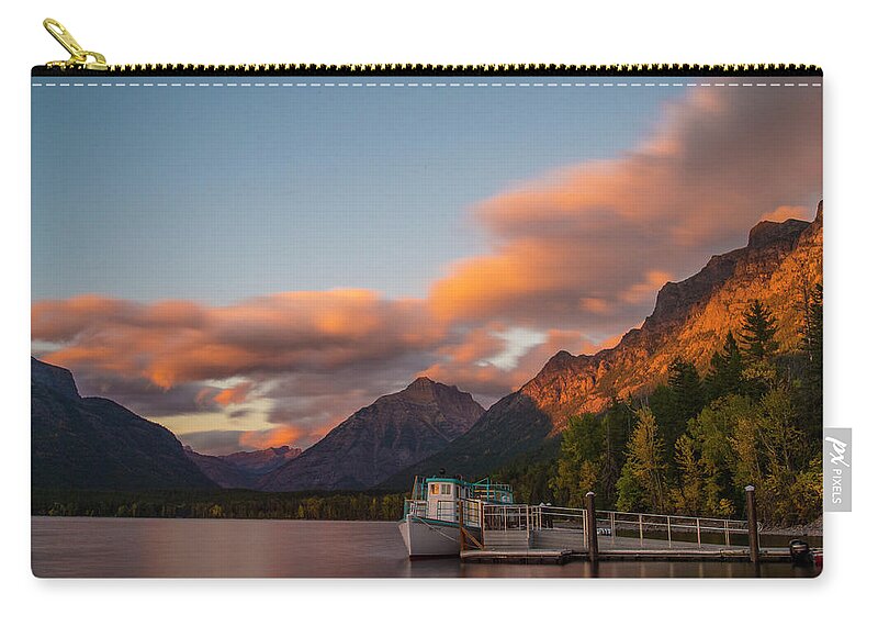 North Zip Pouch featuring the photograph Sunset at Lake McDonald by Alex Lapidus