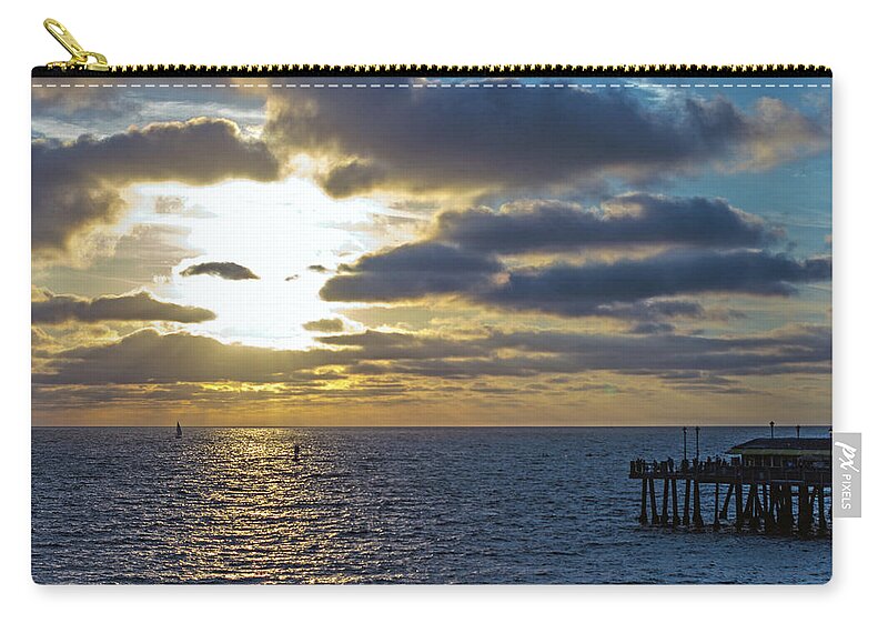 Beach Zip Pouch featuring the photograph Sunset at Redondo by Ed Clark