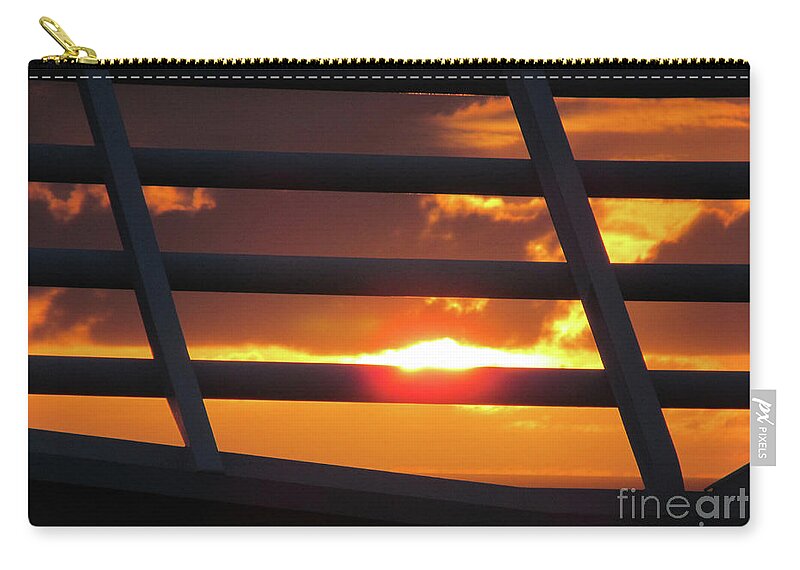 Red Sunset Zip Pouch featuring the digital art Sunset at Sea by J Marielle