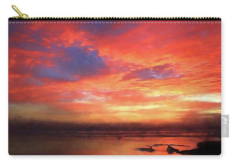 Red Zip Pouch featuring the photograph Sunset at the Beach by John A Rodriguez