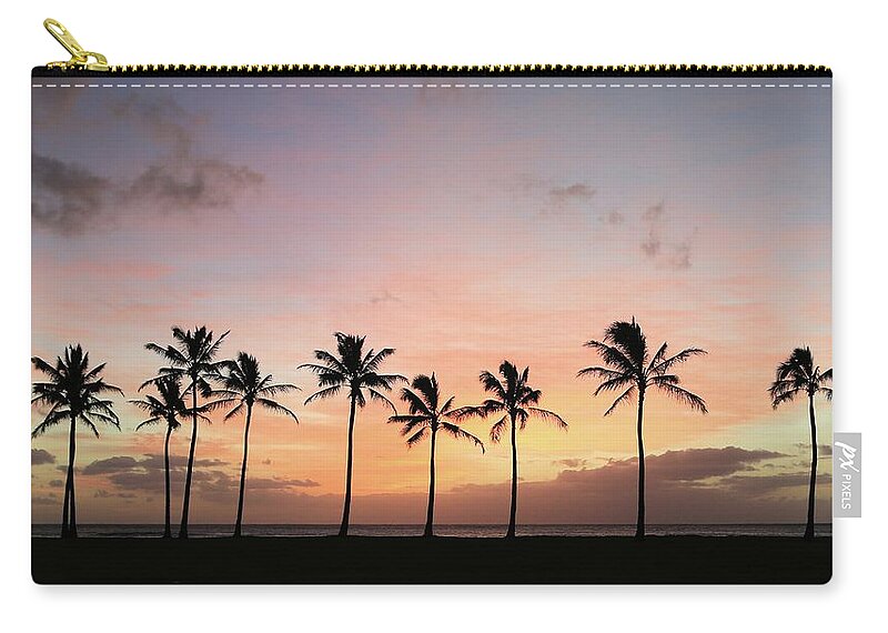 Photosbymch Zip Pouch featuring the photograph Sunset behind the palms by M C Hood