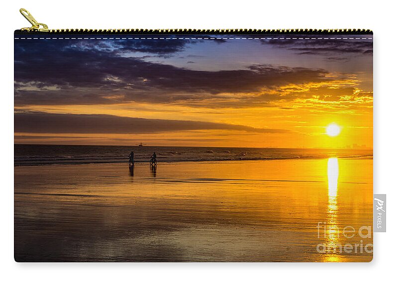 Sunset Zip Pouch featuring the photograph Sunset Bike Ride by David Smith