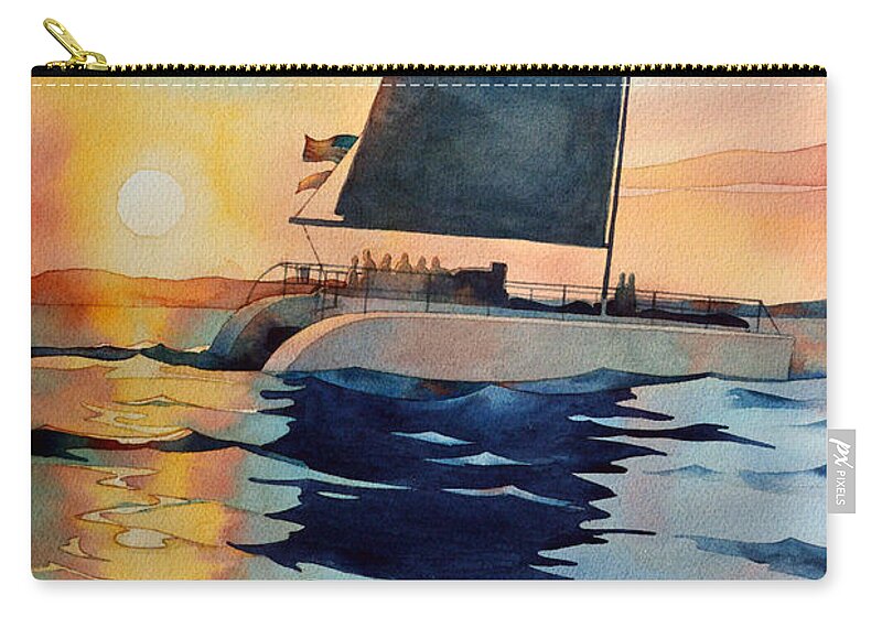 Water Zip Pouch featuring the painting Sunset Boulevard by Mick Williams
