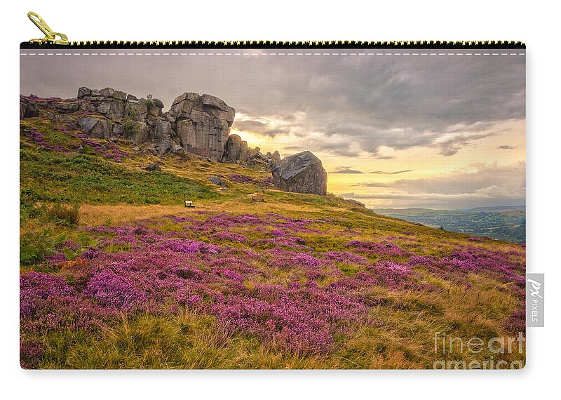 Airedale Zip Pouch featuring the photograph Sunset by Cow and Calf Rocks by Mariusz Talarek