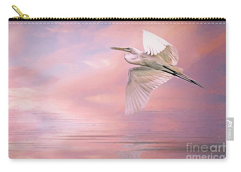 Great Egret Zip Pouch featuring the photograph Sunset Egret by Brian Tarr