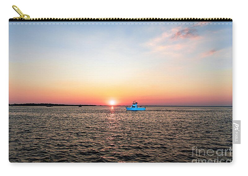 2017 Zip Pouch featuring the photograph Sunset Fishing Boat off Dewey Destin Fl Pier 1208A by Ricardos Creations