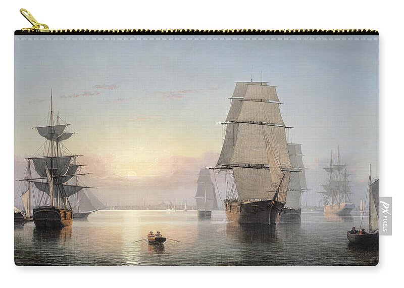 Boston Harbor Zip Pouch featuring the painting Sunset by Fitz Henry
