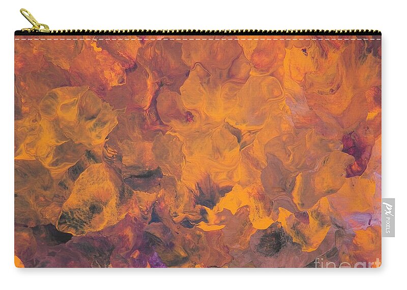 Abstract Zip Pouch featuring the painting Sunset Flowers by Corinne Elizabeth Cowherd