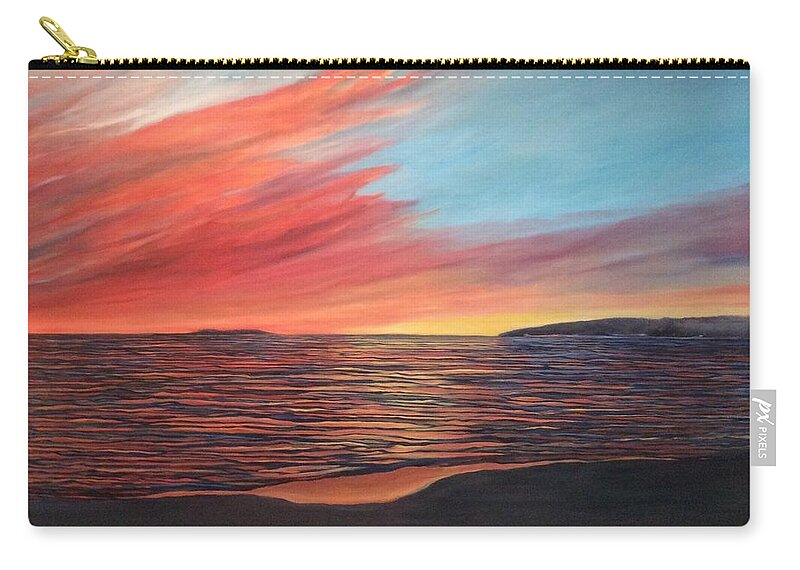 Landscape Zip Pouch featuring the painting Sunset Georgian Bay by Cynthia Blair