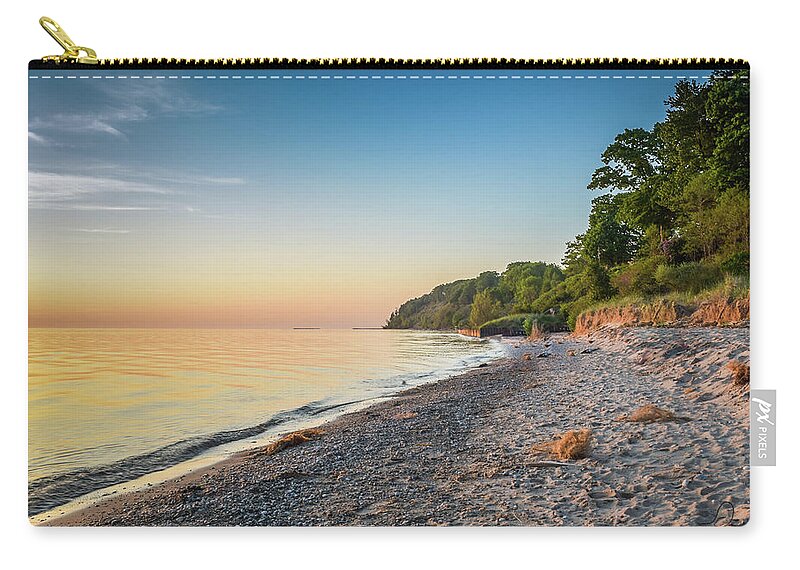 Lake Zip Pouch featuring the photograph Sunset Glow Over Lake by Lester Plank