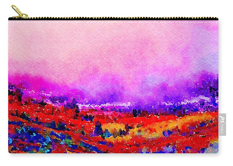 Angela Treat Lyon Zip Pouch featuring the painting Sunset Hills by Angela Treat Lyon