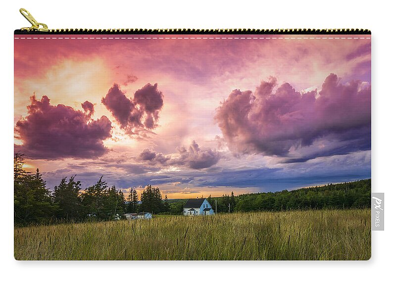 Cape Breton Zip Pouch featuring the photograph Sunset in Rear Intervale by Ken Morris